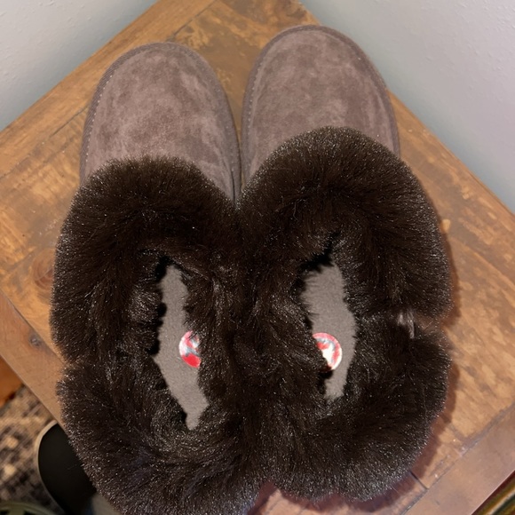 Brown Fur Ankle Boots - 10 - Picture 4 of 6
